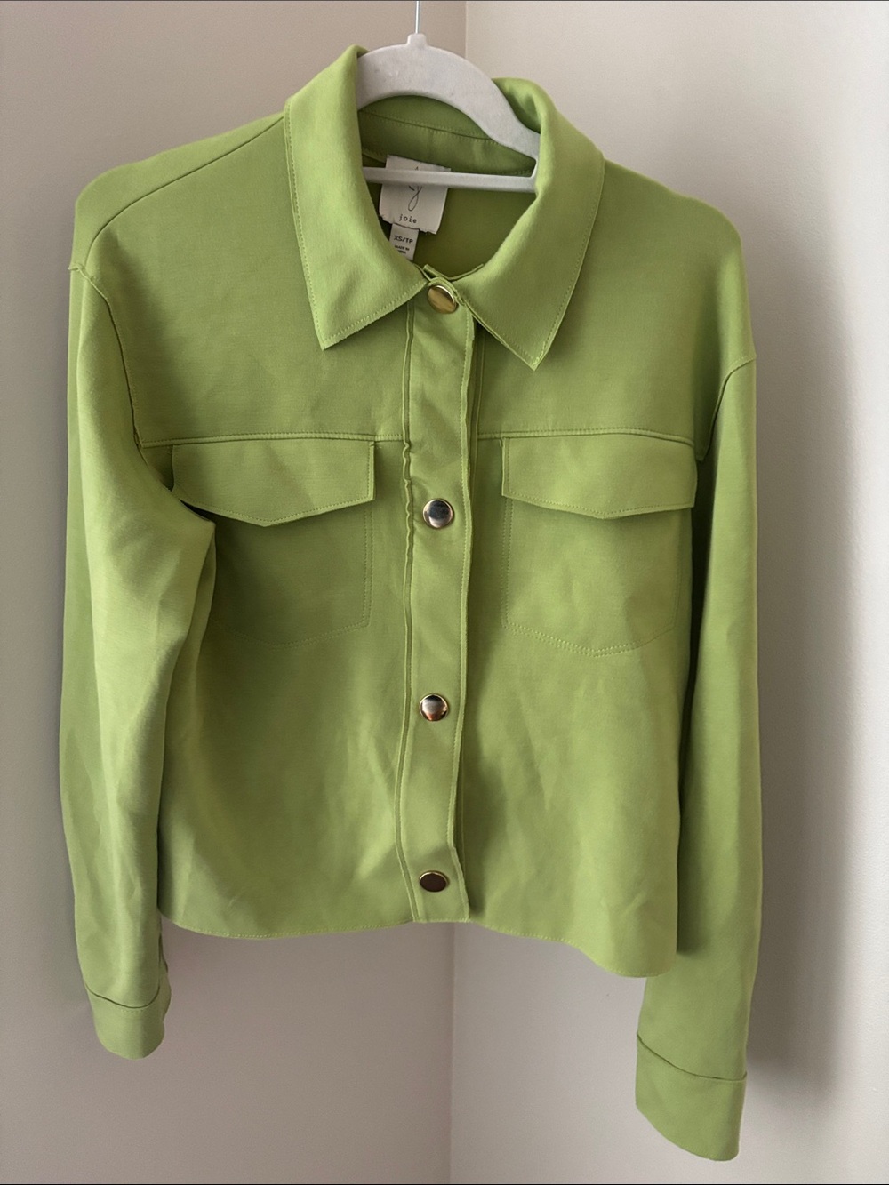 Joie Chartreuse Button-Front Jacket Size Extra Small